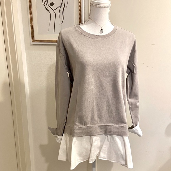 Anthropologie Tops - Anthropologie Eri + Ali Layered Poplin Sweatshirt
